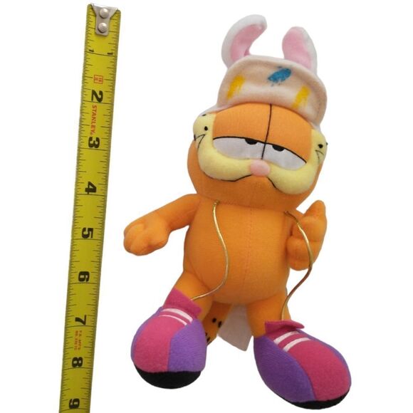 Garfield Cat Easter Bunny Plush Rabbit Stuffed Animal Ears Baseball Hat Plushie. - Picture 2 of 16